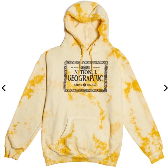 national geographic yellow tie dye hoodie